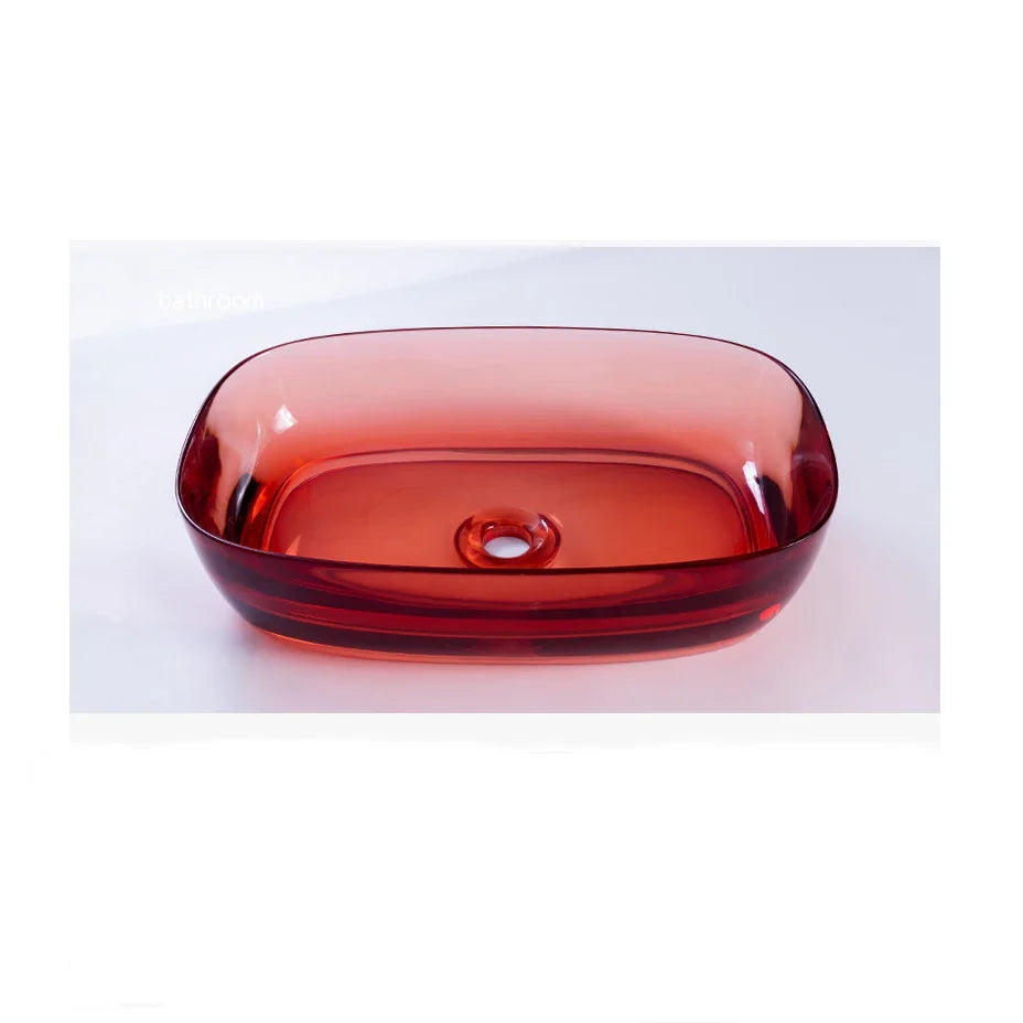 Colorful Rectangular Resin Vessel Sink – Countertop Bathroom Basin (9077)
