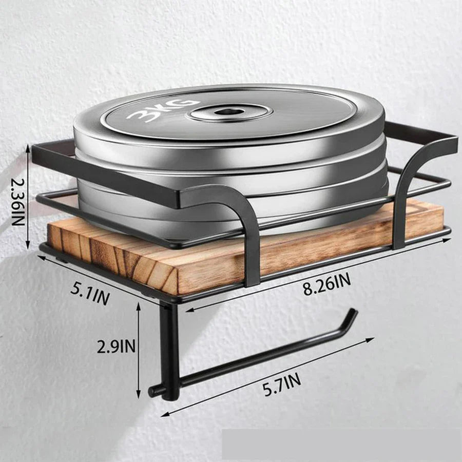 Rustic Farmhouse Bathroom Shelf – Wood & Black Metal Decor