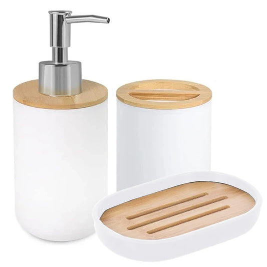 Bathroom Set – Soap Dispenser, Toothbrush Holder & Soap Dish