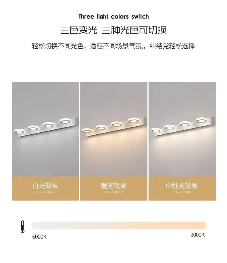 LED Wall Lamp – Mirror Front Light for Bathroom, Bedroom & Makeup Decor