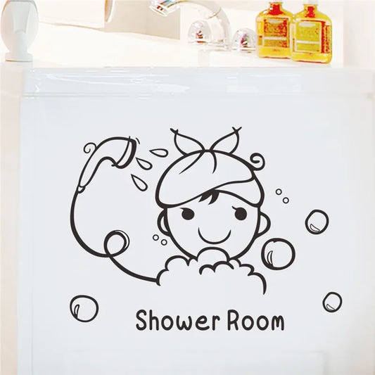 Bubble Shower Wall Decal – Bathroom Door & Mural Sticker Decor