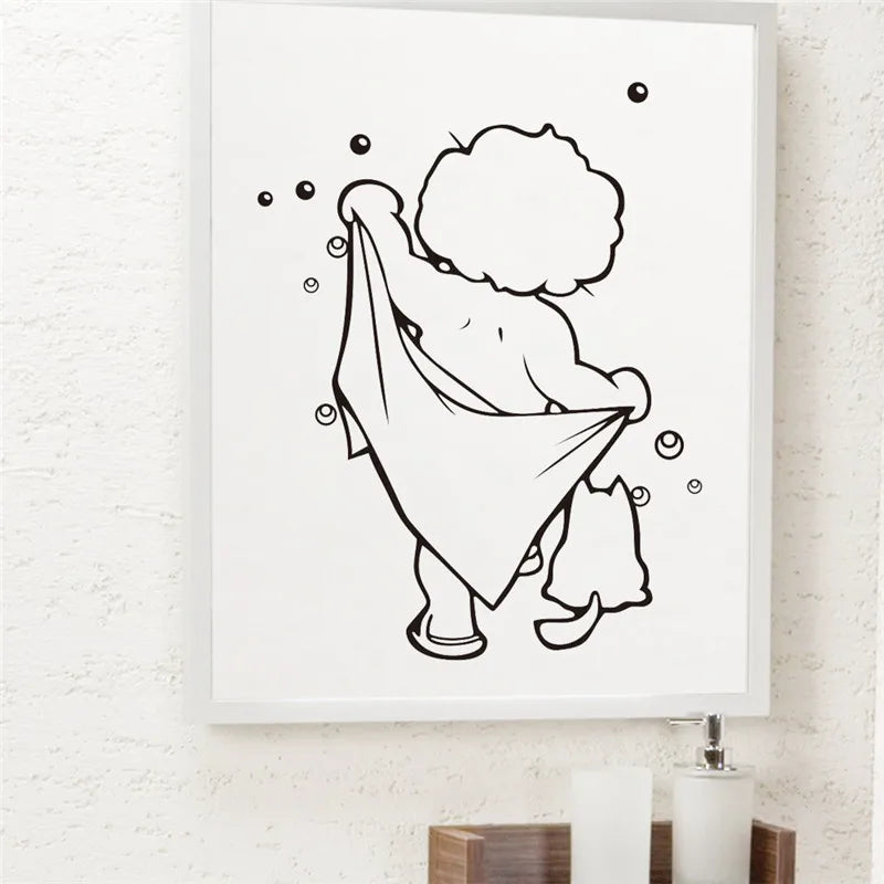 Bubble Shower Wall Decal – Bathroom Door & Mural Sticker Decor