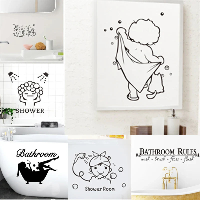 Bubble Shower Wall Decal – Bathroom Door & Mural Sticker Decor