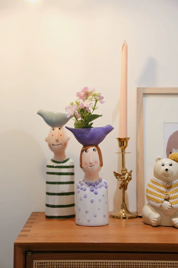 Ceramic Vase Home Decor – Artistic Desktop Sculpture & Flower Arrangement Pot