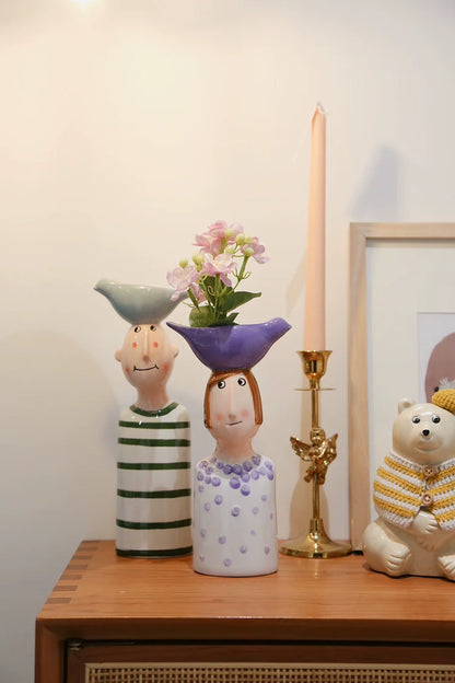 Ceramic Vase Home Decor – Artistic Desktop Sculpture & Flower Arrangement Pot