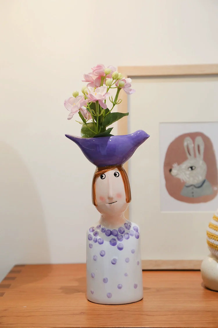 Ceramic Vase Home Decor – Artistic Desktop Sculpture & Flower Arrangement Pot