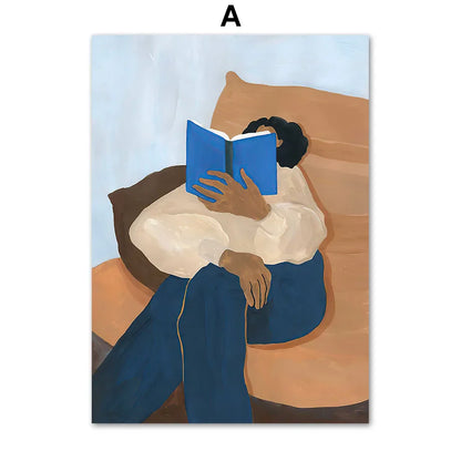 Abstract Girl Book Vase Canvas Art