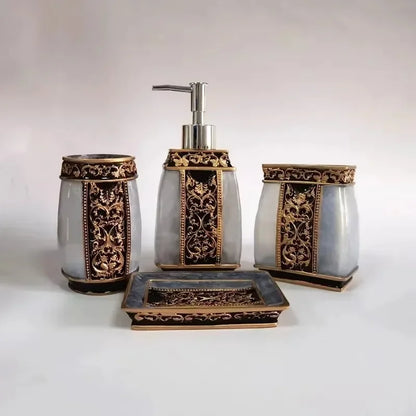 Resin Bathroom Accessories Set – Toothbrush Holder & Shower Decor Essentials