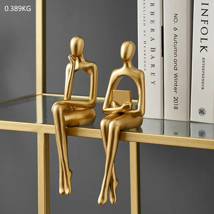 Gold Thinker Statue – Modern Shelf & Table Decor