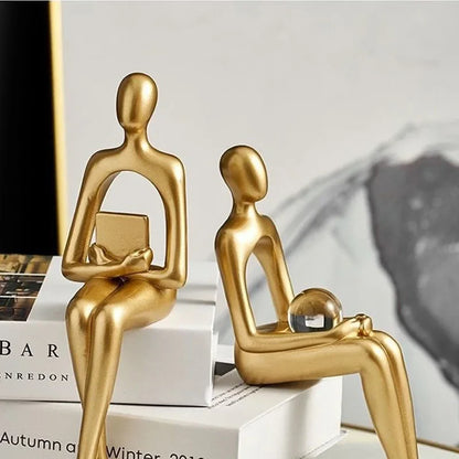 Gold Thinker Statue – Modern Shelf & Table Decor