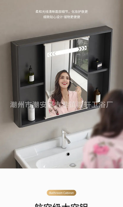 LED Bathroom Mirror Cabinet – Wall-Mounted with Defogger & Adjustable Shelf