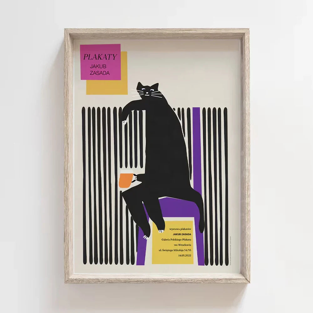 Modern Sad Cat Beer Art Print