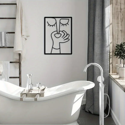 Minimal Line Art – Funny Metal Wall Sign for Bathroom