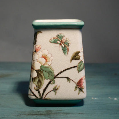 Floral Ceramic Bathroom Set – Toothbrush Holder, Cup & Lotion Bottle