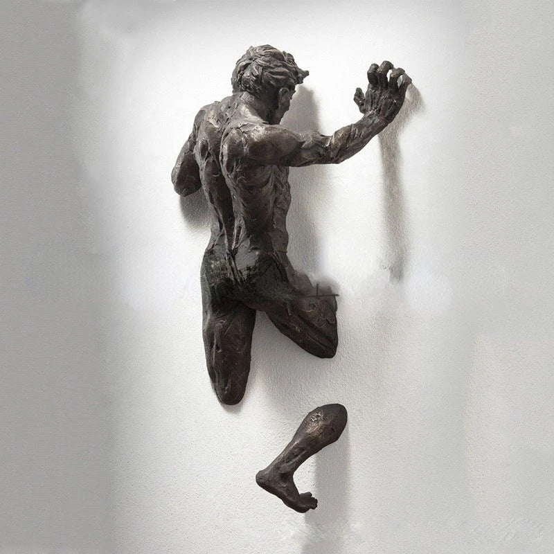 Wall Man Sculpture – Modern Resin Wall Art for Home & Living Room