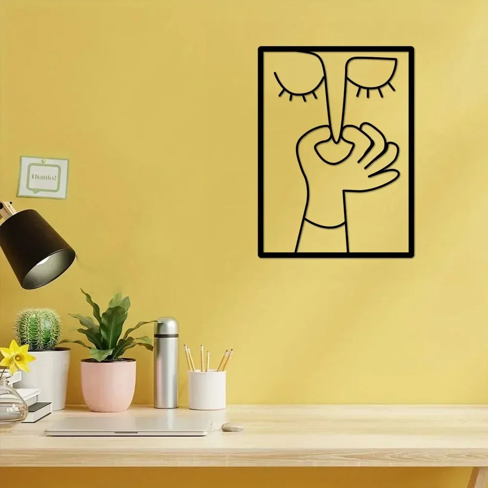 Minimal Line Art – Funny Metal Wall Sign for Bathroom