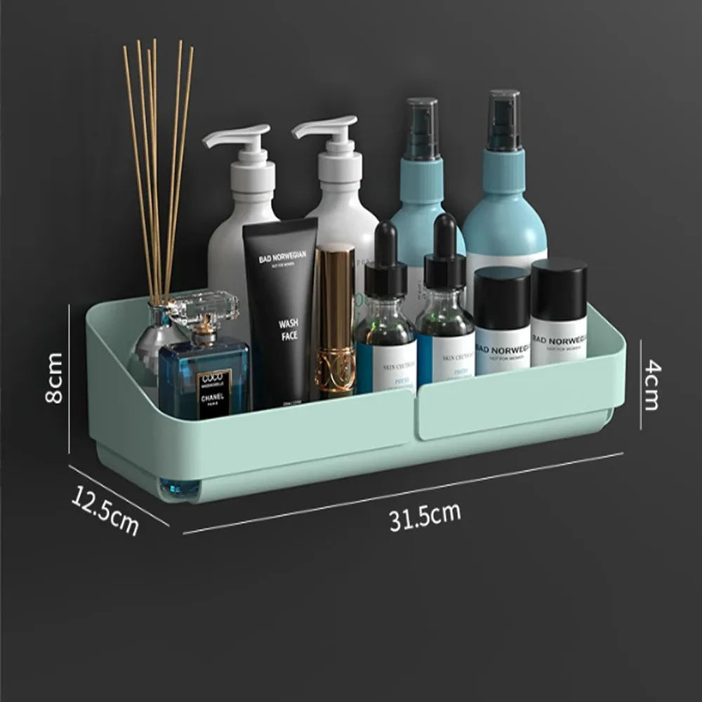 No-Drill Bathroom & Kitchen Wall Shelf – Makeup, Spice & Shower Organizer
