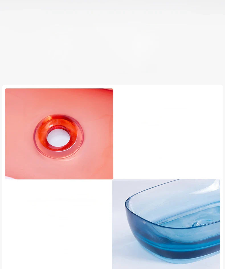 Colorful Rectangular Resin Vessel Sink – Countertop Bathroom Basin (9077)