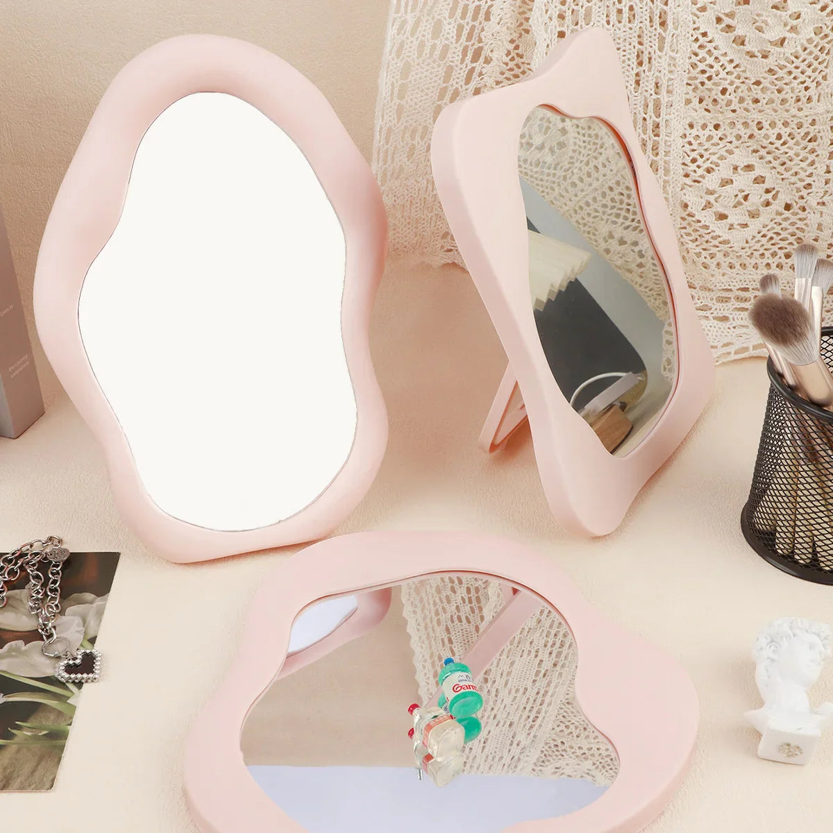 Aesthetic Tabletop Makeup Mirror – Bedroom & Desk Decor