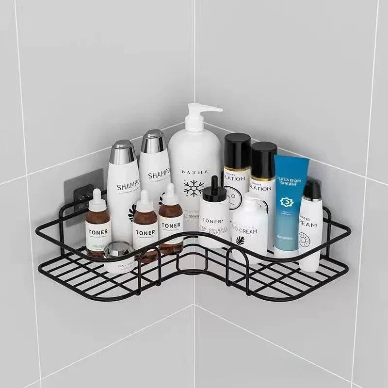 Wall Mounted Bathroom Corner Shelf – Iron Shower Storage Rack & Organizer