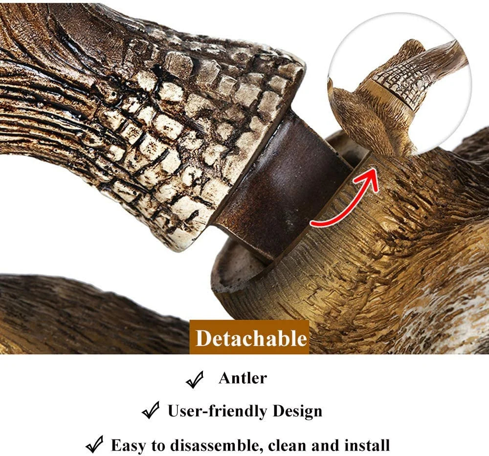 17" Faux Deer Head – Rustic Farmhouse Wall Decor with Antlers