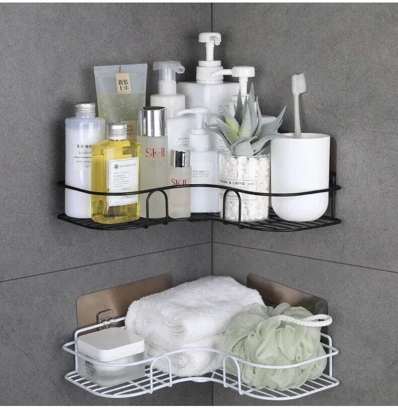 Wall Mounted Bathroom Corner Shelf – Iron Shower Storage Rack & Organizer