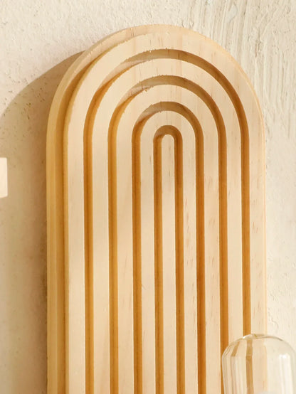 Boho Wall Mounted Wooden Shelves – Modern Display Rack for Living Room