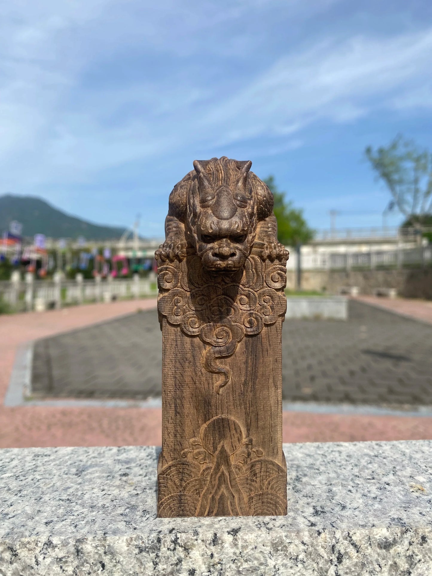 Hand-Carved Mythical Beast – Wooden Vietnamese Wealth Figurine