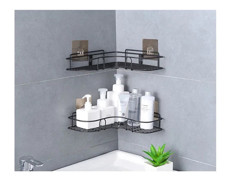 Wall Mounted Bathroom Corner Shelf – Iron Shower Storage Rack & Organizer