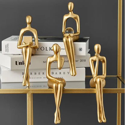 Gold Thinker Statue – Modern Shelf & Table Decor
