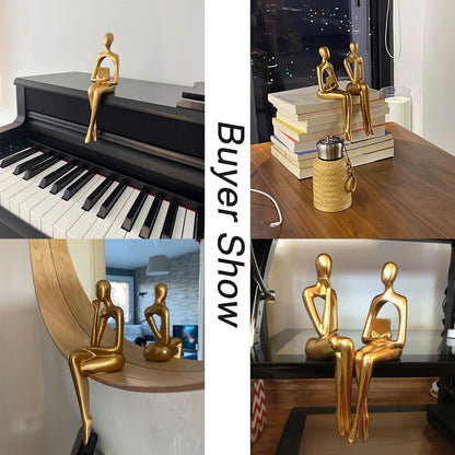 Gold Thinker Statue – Modern Shelf & Table Decor