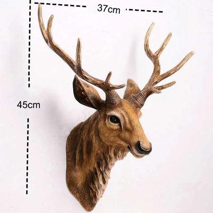17" Faux Deer Head – Rustic Farmhouse Wall Decor with Antlers