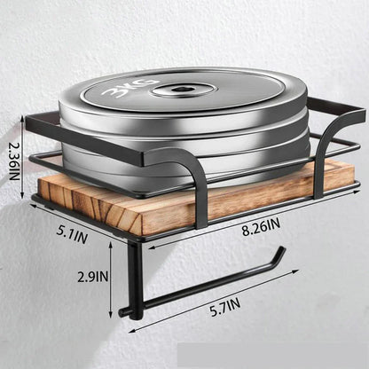 Rustic Farmhouse Bathroom Shelf – Wood & Black Metal Decor