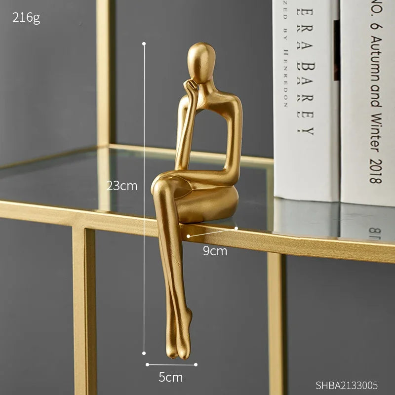 Gold Thinker Statue – Modern Shelf & Table Decor