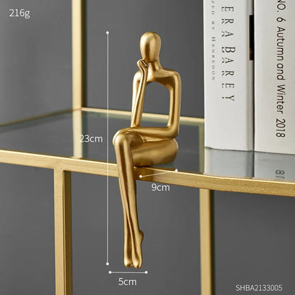 Gold Thinker Statue – Modern Shelf & Table Decor