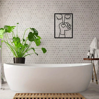 Minimal Line Art – Funny Metal Wall Sign for Bathroom