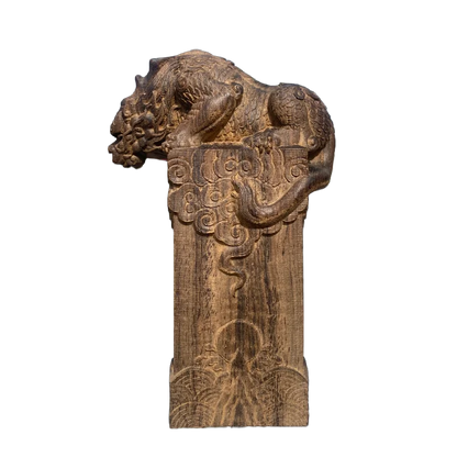 Hand-Carved Mythical Beast – Wooden Vietnamese Wealth Figurine