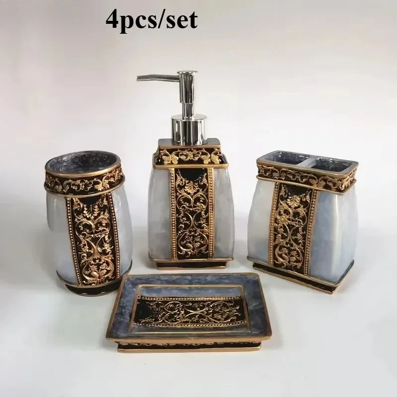 Resin Bathroom Accessories Set – Toothbrush Holder & Shower Decor Essentials