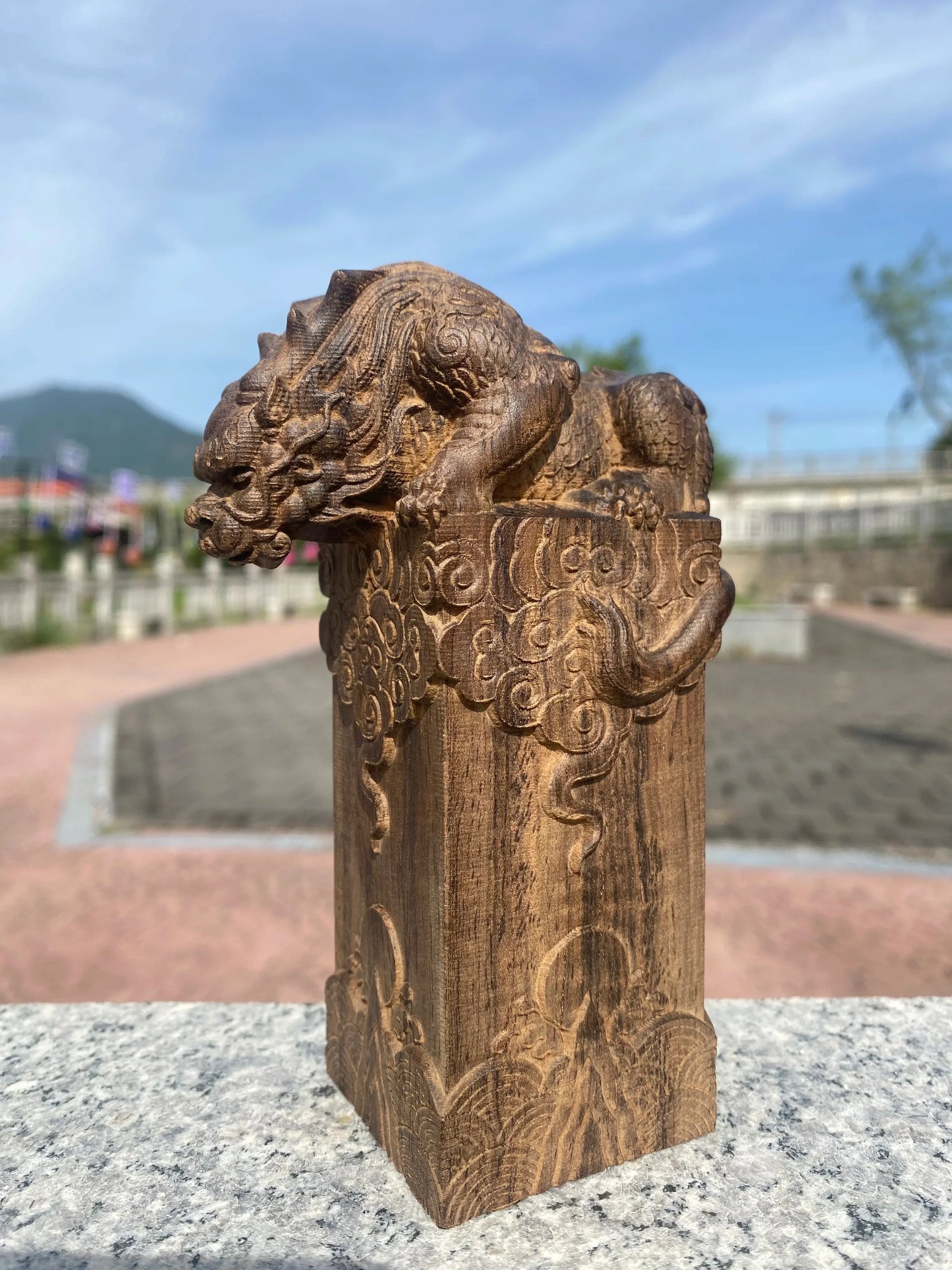 Hand-Carved Mythical Beast – Wooden Vietnamese Wealth Figurine