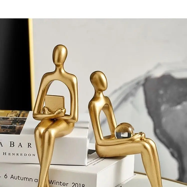 Gold Thinker Statue – Modern Shelf & Table Decor
