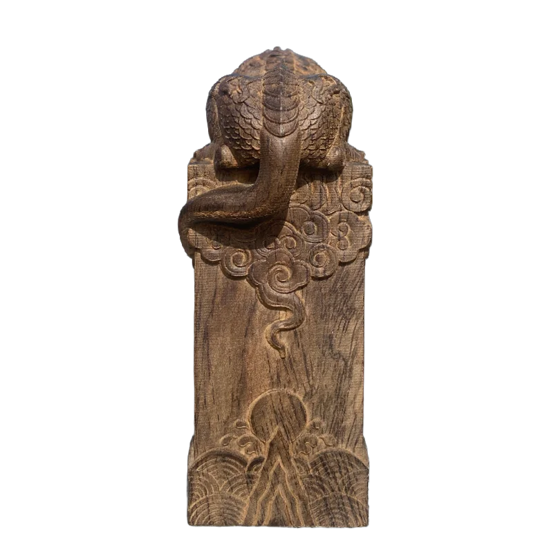 Hand-Carved Mythical Beast – Wooden Vietnamese Wealth Figurine