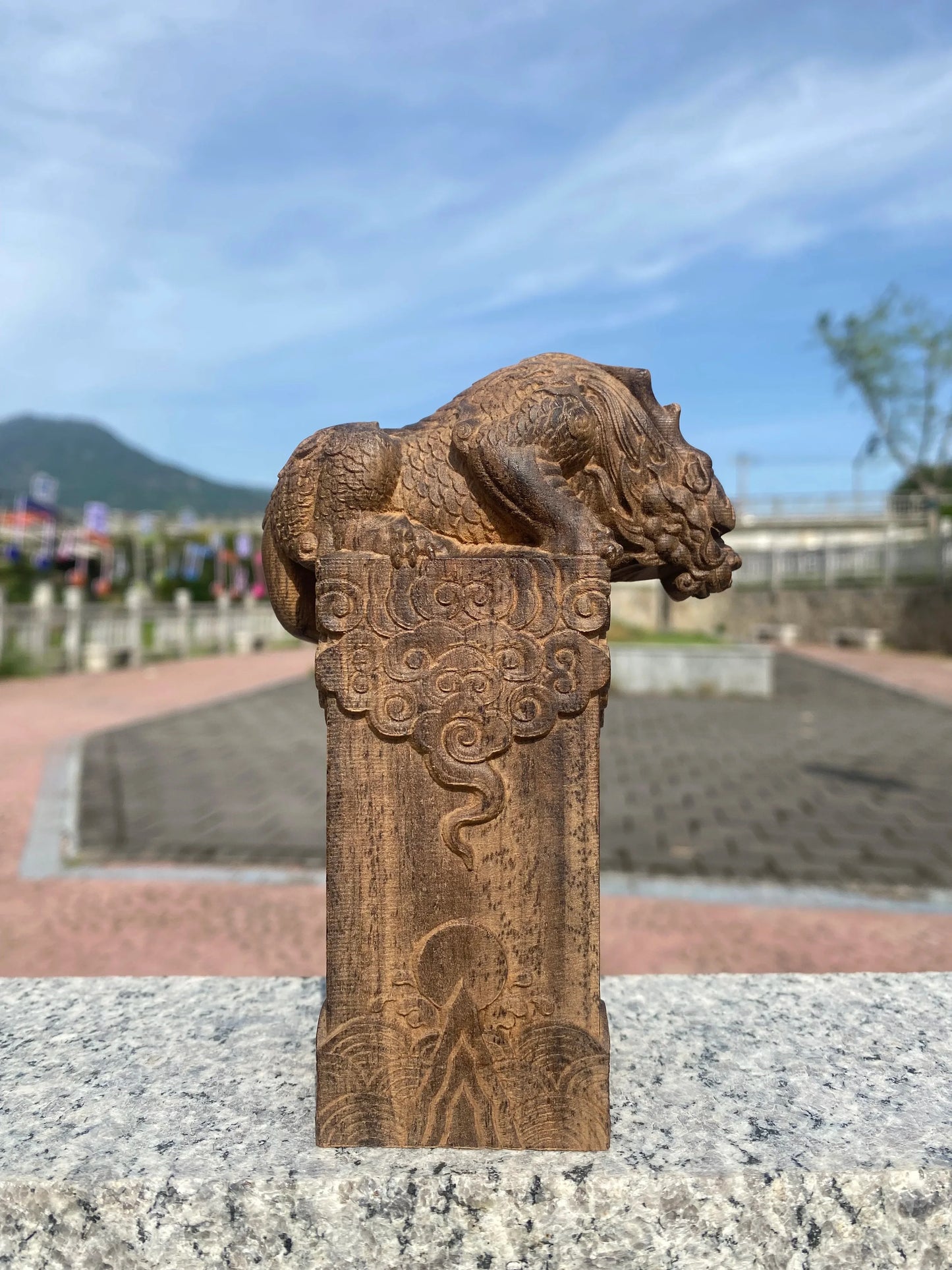 Hand-Carved Mythical Beast – Wooden Vietnamese Wealth Figurine