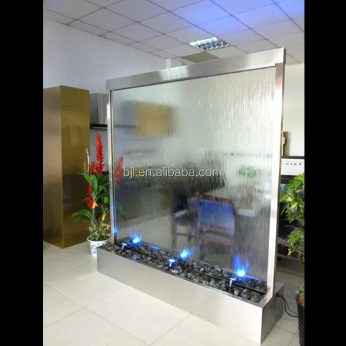 Custom Indoor Glass Water Fountain – Wall Partition Home Decor