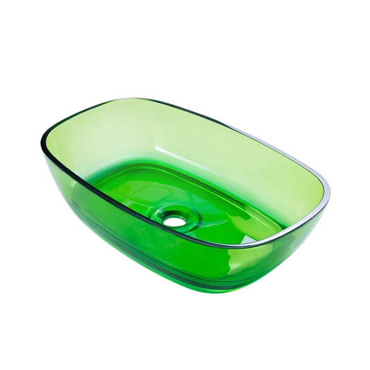 Colorful Rectangular Resin Vessel Sink – Countertop Bathroom Basin (9077)