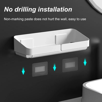 No-Drill Bathroom & Kitchen Wall Shelf – Makeup, Spice & Shower Organizer