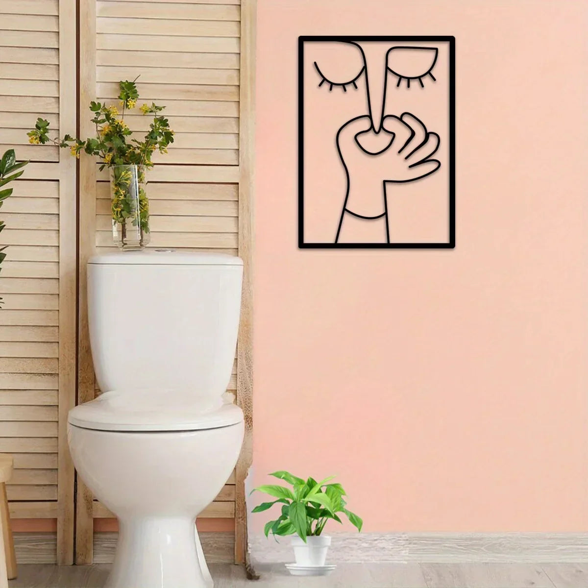 Minimal Line Art – Funny Metal Wall Sign for Bathroom