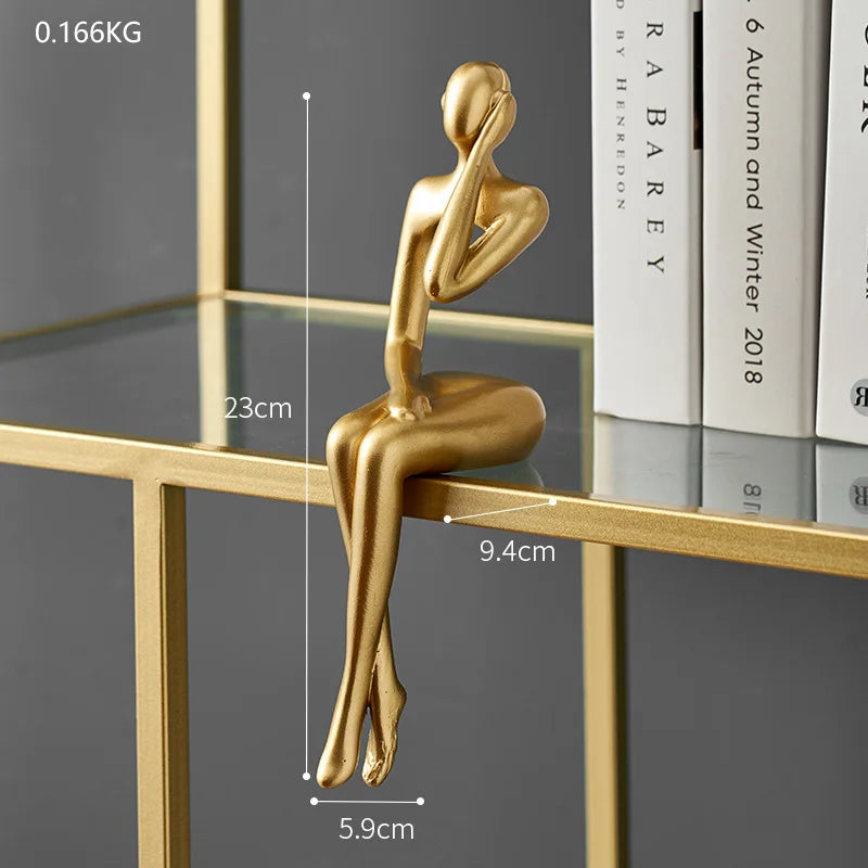 Gold Thinker Statue – Modern Shelf & Table Decor