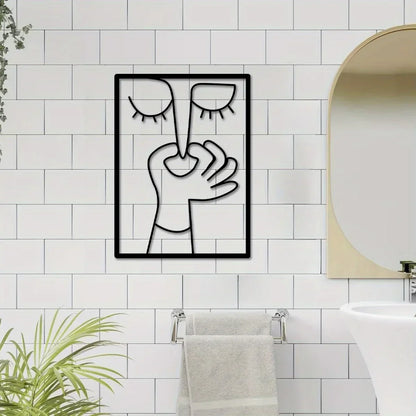 Minimal Line Art – Funny Metal Wall Sign for Bathroom