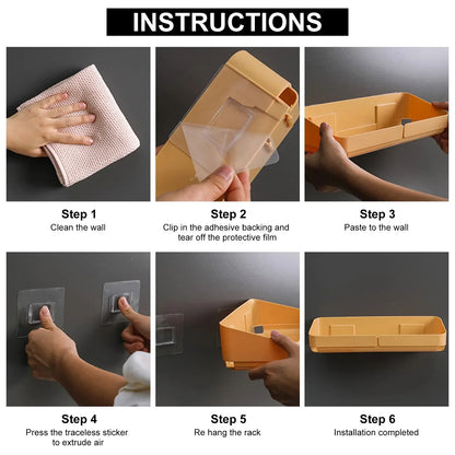 No-Drill Bathroom & Kitchen Storage Rack – Makeup, Shampoo & Spice Organizer