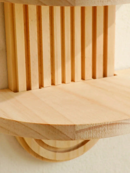 Boho Wall Mounted Wooden Shelves – Modern Display Rack for Living Room